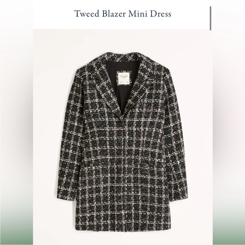 Abercrombie & Fitch Black and White Tweed Blazer Mini Dress